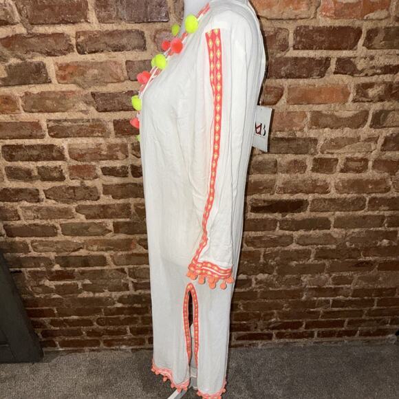 America & Beyond Boho Fringe Neon Embroidered Dress Tassel Ties NEW w/TAG Sz M - Picture 3 of 7